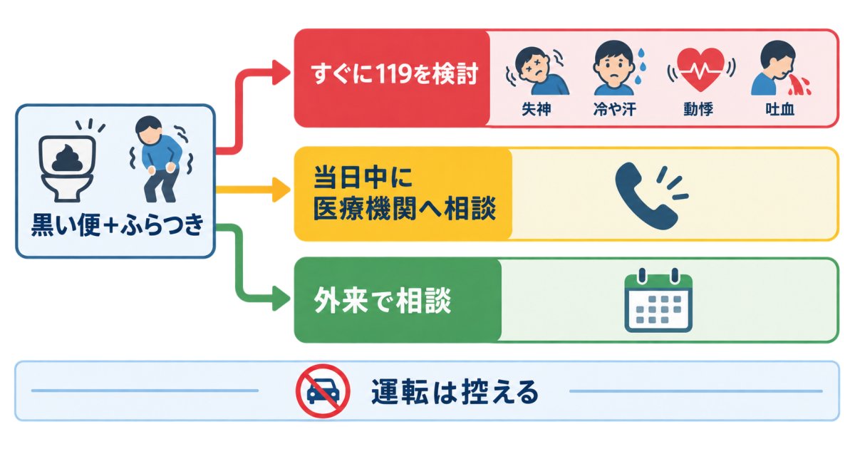 黒い便とふらつきがあるときの受診目安
